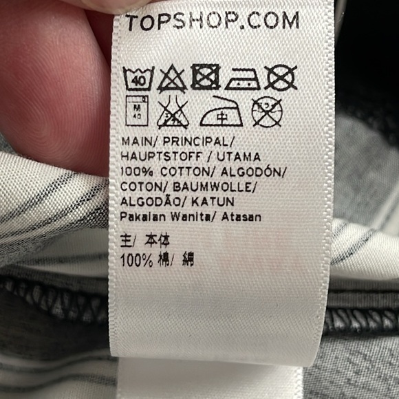 Topshop Black and White One Shoulder Popover Long Bow Tie Sleeve Top - Picture 13 of 13